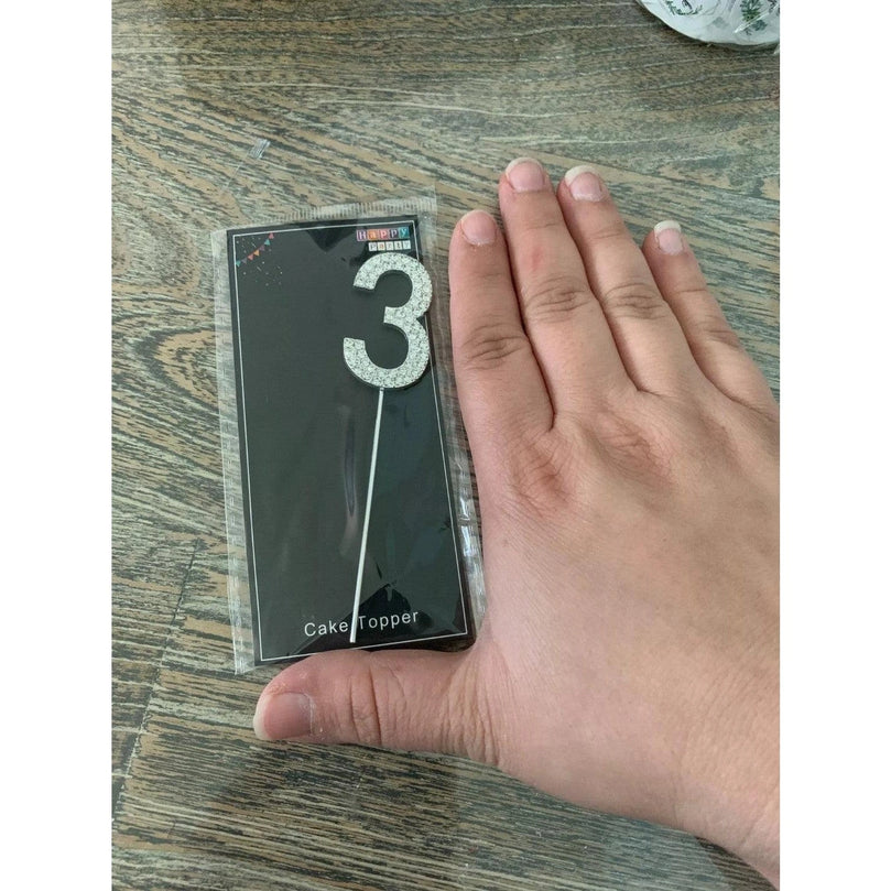 Rhinestone Number Birthday Cake Topper 1-Pc