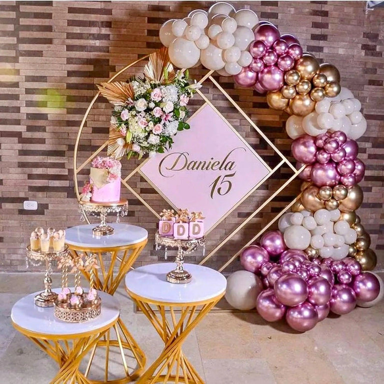 Round Geometric Wedding Arch Backdrop Stand