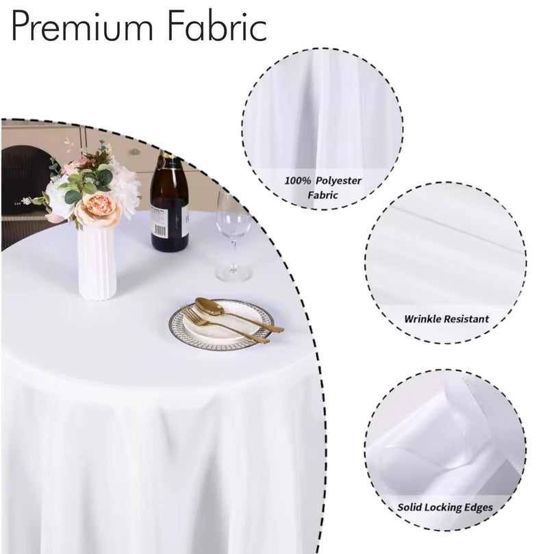 Round Tablecloth 120" Polyester White for Rent
