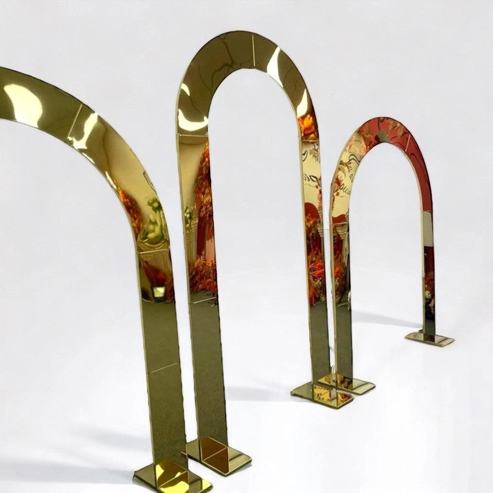 Shiny Gold Mirror Wedding Arch Backdrop Decoration Stands
