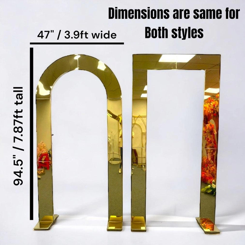 Shiny Gold Mirror Wedding Arch Backdrop Decoration Stands