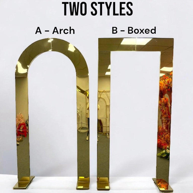 Shiny Gold Mirror Wedding Arch Backdrop Decoration Stands