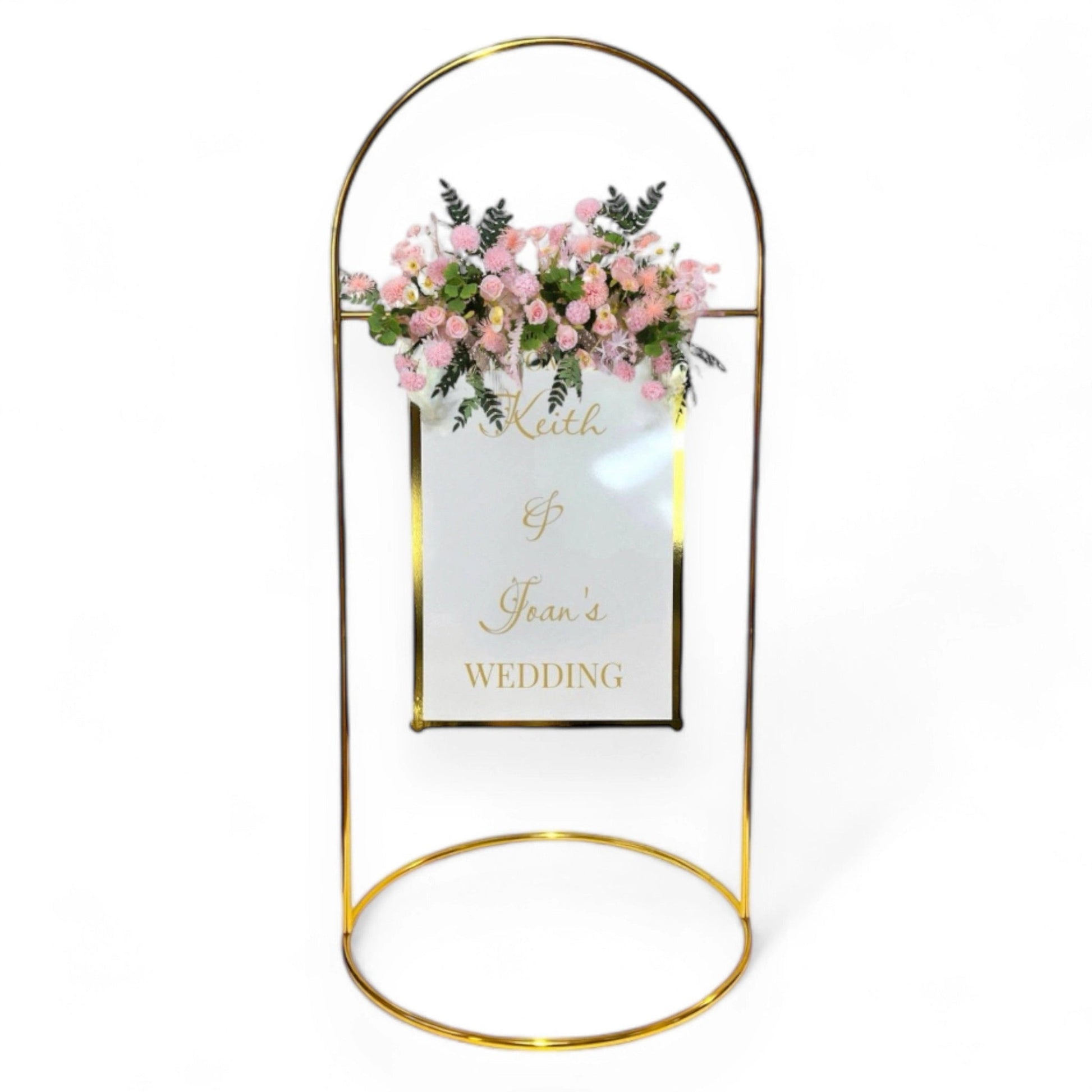 Shiny Gold Round Wedding Arch Metal Stand for Welcome Sign