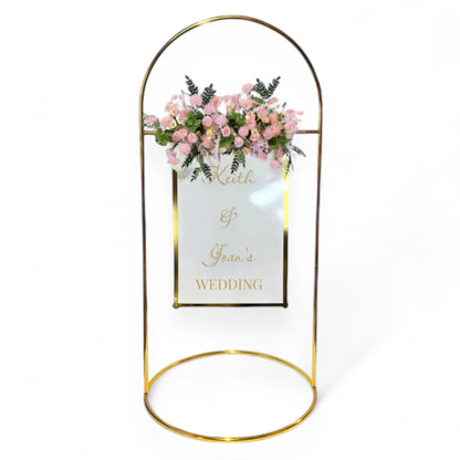 Shiny Gold Round Wedding Arch Metal Stand for Welcome Sign