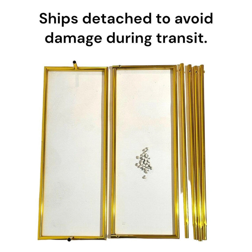 Shiny Gold Square Wedding Poster Backdrop Stand