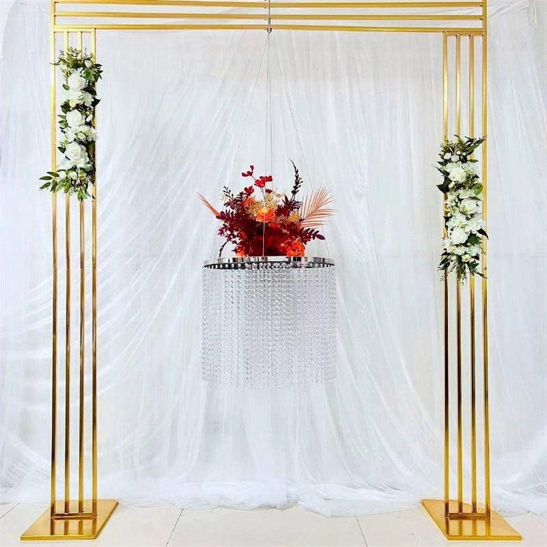 Shiny Gold Wedding Arch Square Backdrop