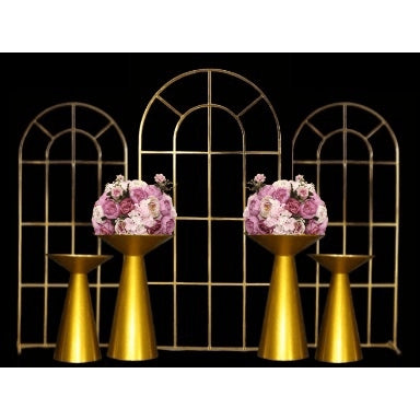 Shiny Gold Window Wedding Arch Backdrop Stand