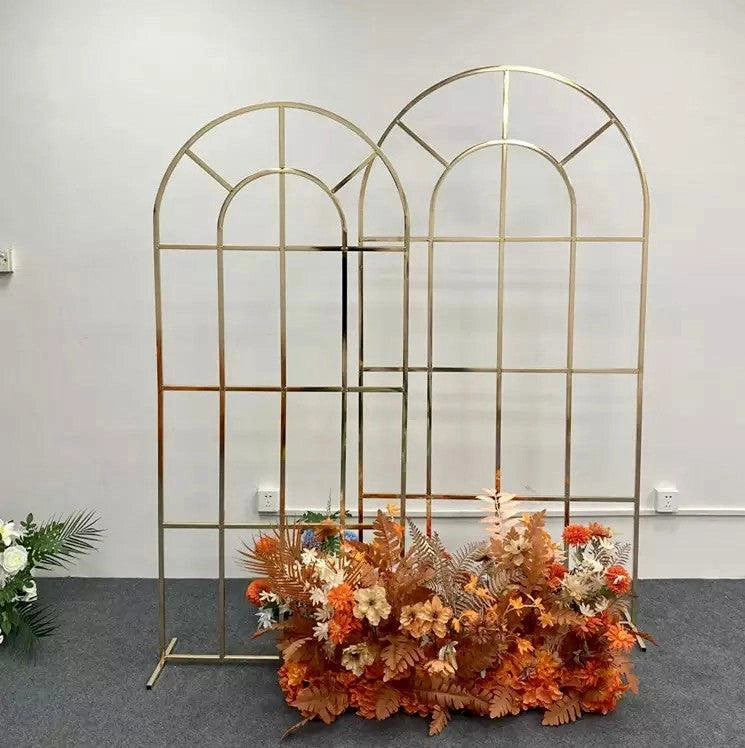Shiny Gold Window Wedding Arch Backdrop Stand