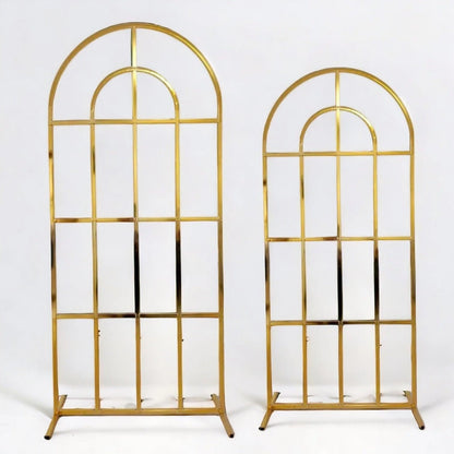 Shiny Gold Window Wedding Arch Backdrop Stand