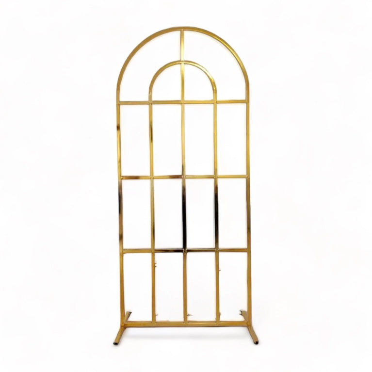Shiny Gold Window Wedding Arch Backdrop Stand