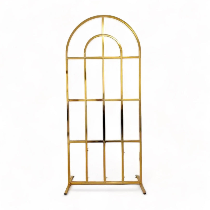 Shiny Gold Window Wedding Arch Backdrop Stand