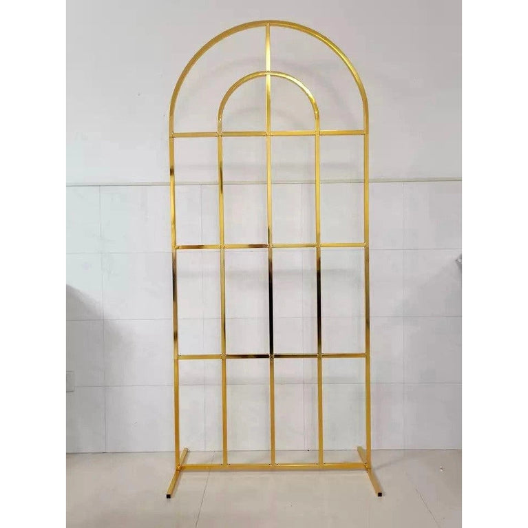 Shiny Gold Window Wedding Arch Backdrop Stand