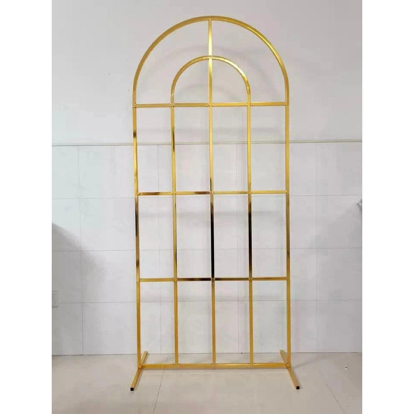 Shiny Gold Window Wedding Arch Backdrop Stand