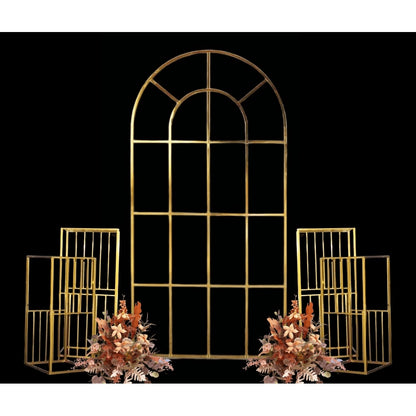Shiny Gold Window Wedding Arch Backdrop Stand