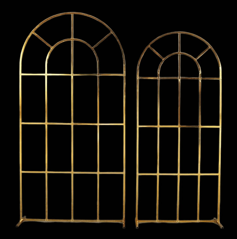 Shiny Gold Window Wedding Arch Backdrop Stand