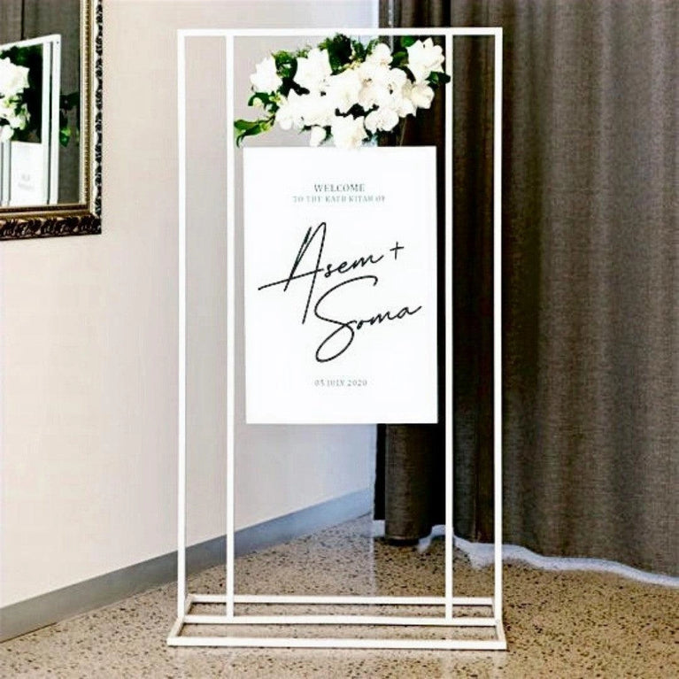 Square Wedding Welcome Sign Backdrop Stand