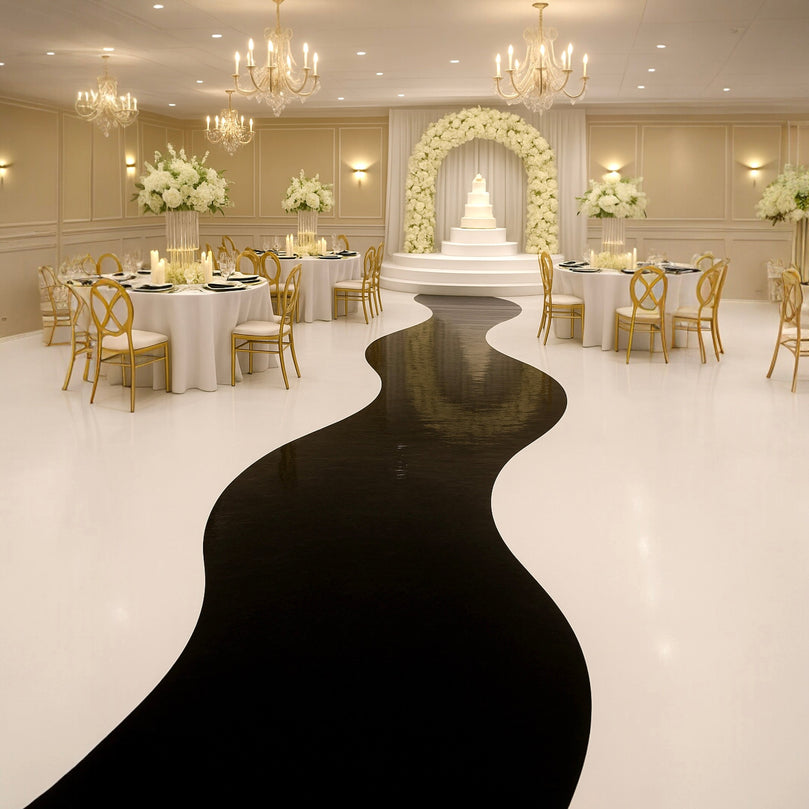 Wavy Vinyl Wedding Aisle Wrap – Book Your Luxe Floor Install