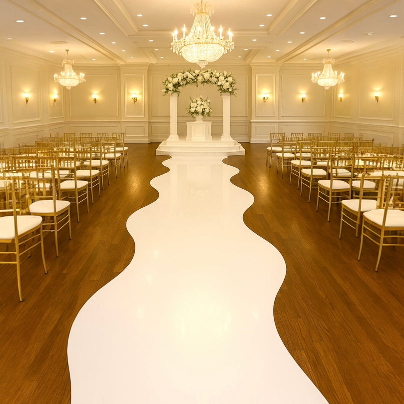 Wavy Vinyl Wedding Aisle Wrap – Book Your Luxe Floor Install