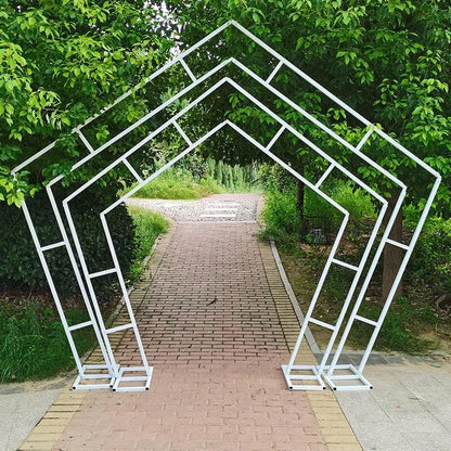 White Hexagon Wedding Arch Backdrop Stand