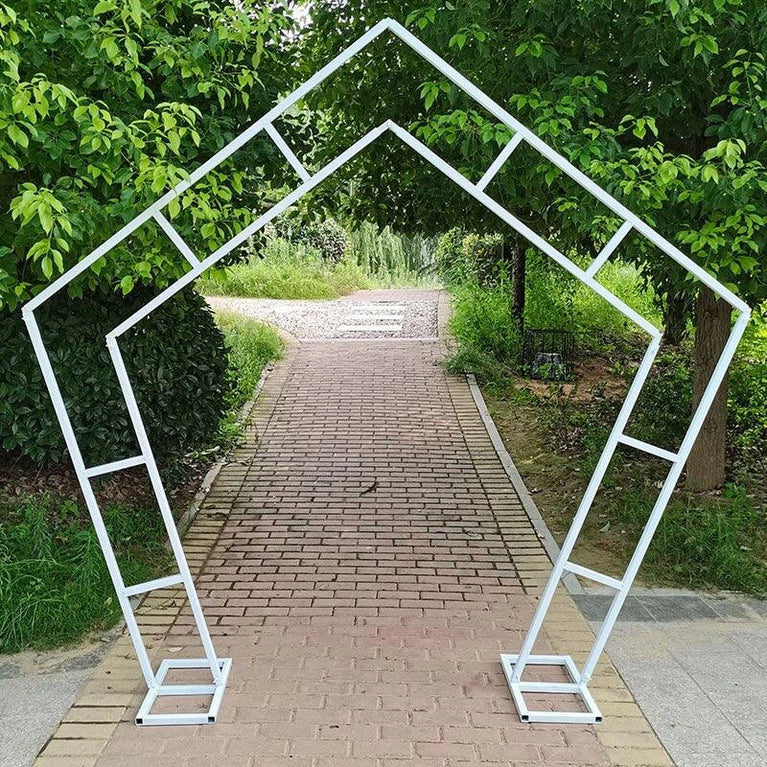 White Hexagon Wedding Arch Backdrop Stand