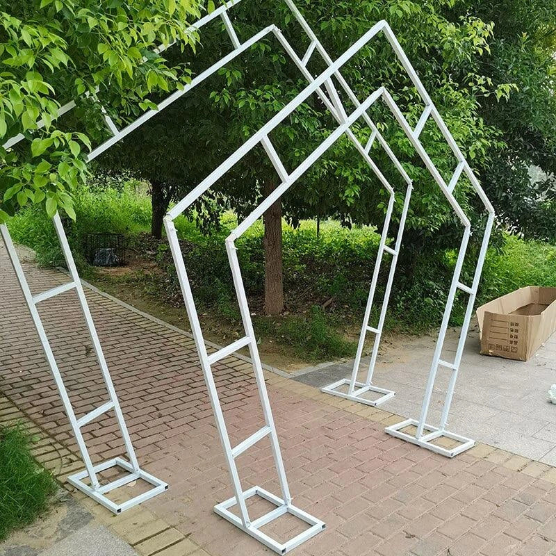 White Hexagon Wedding Arch Backdrop Stand