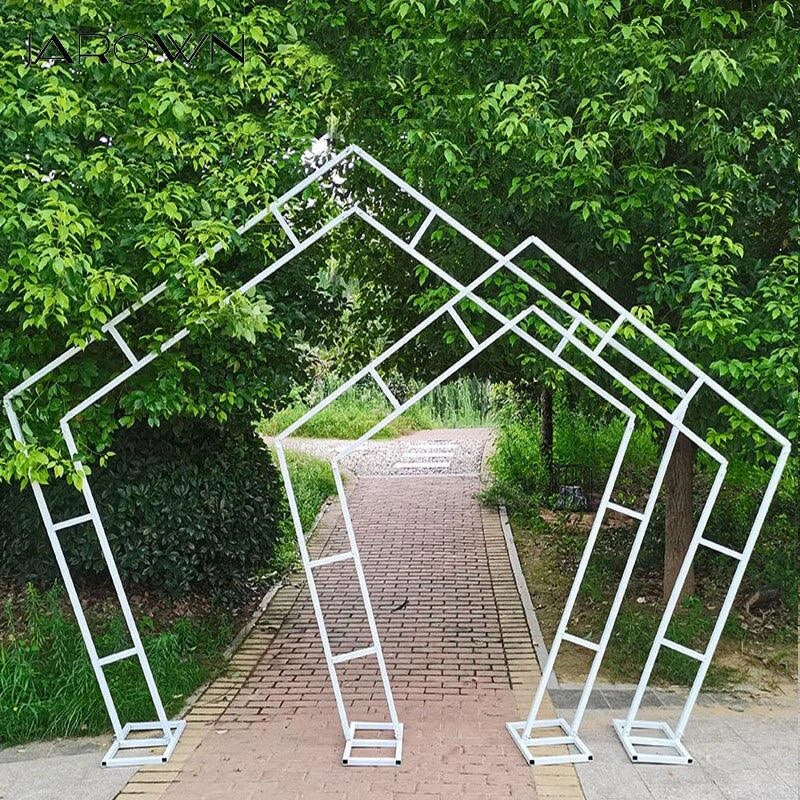 White Hexagon Wedding Arch Backdrop Stand