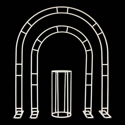 White Wedding Arch Backdrops & Pedestal Set