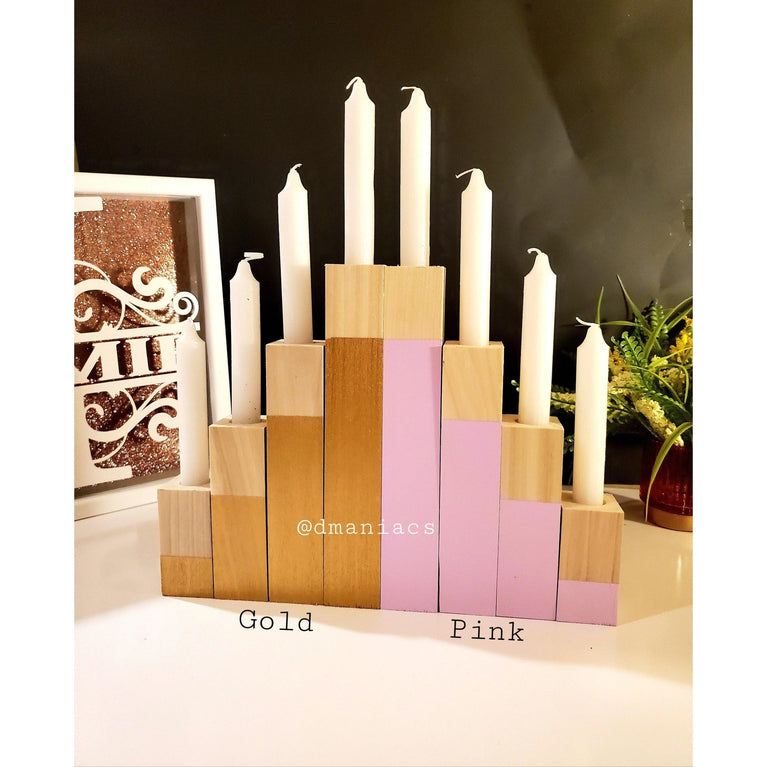 Wood Taper Candlestick 4-Piece Candle Holders