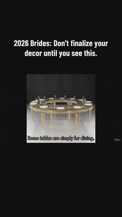 Halo Crystal Gold Serpentine Wedding Table Rental in MA