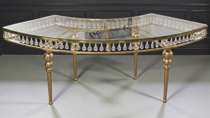 Halo Crystal Gold Serpentine Wedding Head Table Rental MA