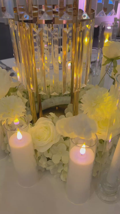 Luxe Wedding Party Centerpiece - 35 Inch Gold Crystal Stand