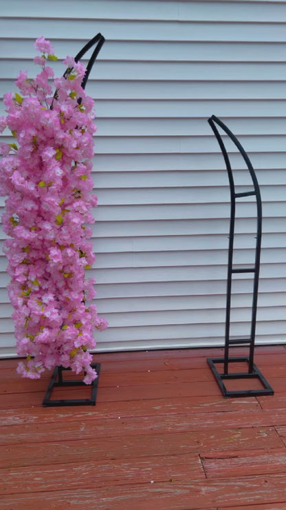 Wedding Arch Backdrop Stand with Cherry Blossom Flower Arrangement