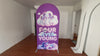 unicorn themed fabric backdrop cover with a text saying four ever young.