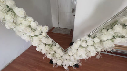 Heart Backdrop For Rent with White Flower Arrangement