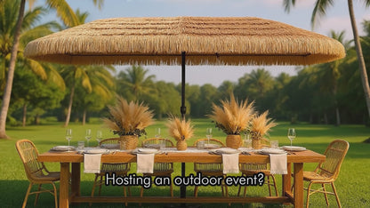 Tiki Umbrella Rental | 13ft Tropical Thatch Event Shade MA